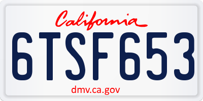 CA license plate 6TSF653