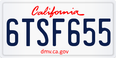 CA license plate 6TSF655