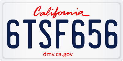 CA license plate 6TSF656