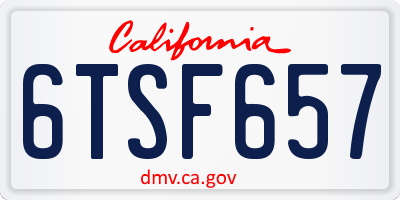 CA license plate 6TSF657