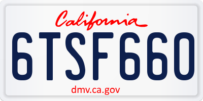 CA license plate 6TSF660