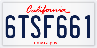 CA license plate 6TSF661