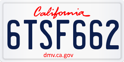 CA license plate 6TSF662