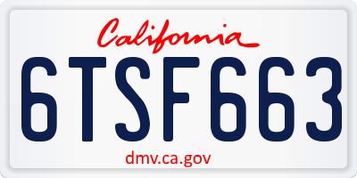 CA license plate 6TSF663