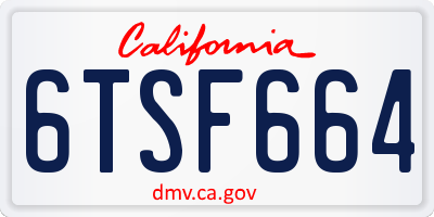 CA license plate 6TSF664