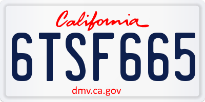 CA license plate 6TSF665