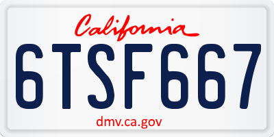 CA license plate 6TSF667