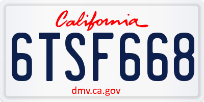 CA license plate 6TSF668