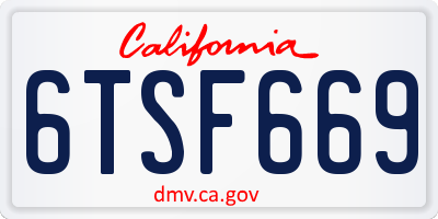 CA license plate 6TSF669