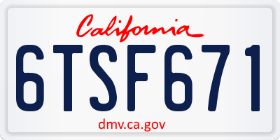 CA license plate 6TSF671