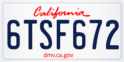 CA license plate 6TSF672
