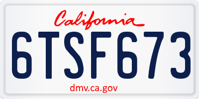 CA license plate 6TSF673
