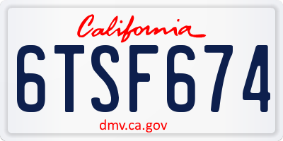 CA license plate 6TSF674