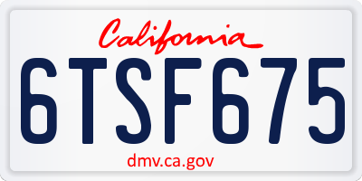 CA license plate 6TSF675