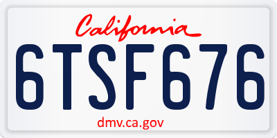 CA license plate 6TSF676