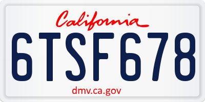 CA license plate 6TSF678