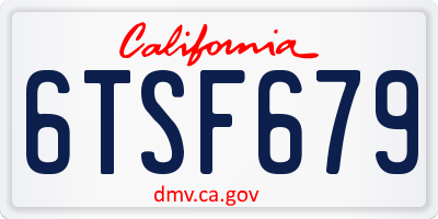 CA license plate 6TSF679