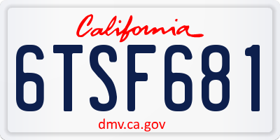 CA license plate 6TSF681