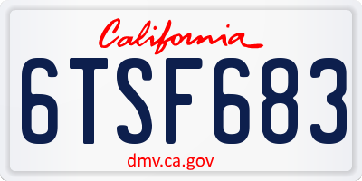 CA license plate 6TSF683