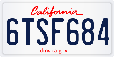 CA license plate 6TSF684