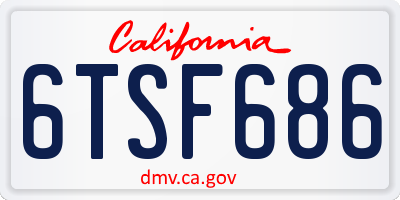 CA license plate 6TSF686