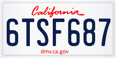 CA license plate 6TSF687