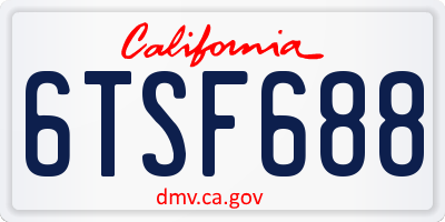 CA license plate 6TSF688