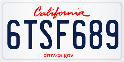 CA license plate 6TSF689