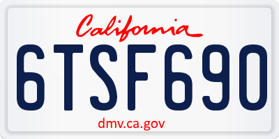 CA license plate 6TSF690