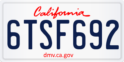 CA license plate 6TSF692