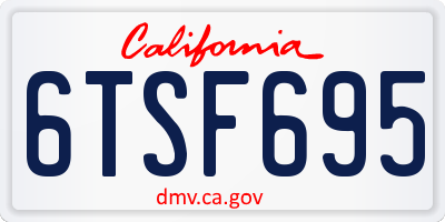 CA license plate 6TSF695
