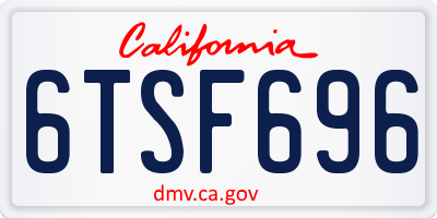 CA license plate 6TSF696