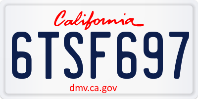 CA license plate 6TSF697