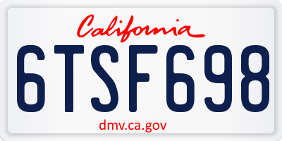 CA license plate 6TSF698