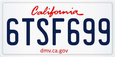 CA license plate 6TSF699