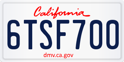 CA license plate 6TSF700