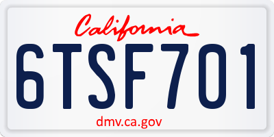 CA license plate 6TSF701
