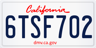 CA license plate 6TSF702