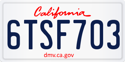 CA license plate 6TSF703