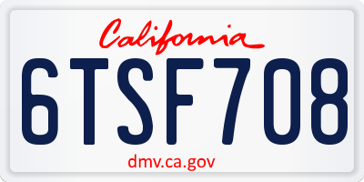 CA license plate 6TSF708