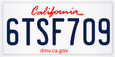 CA license plate 6TSF709