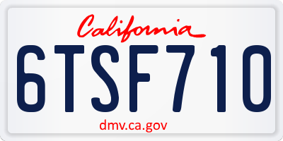 CA license plate 6TSF710