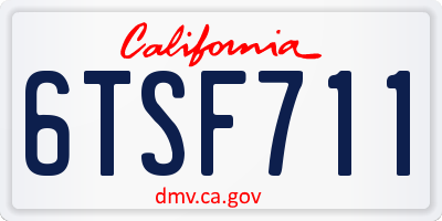 CA license plate 6TSF711