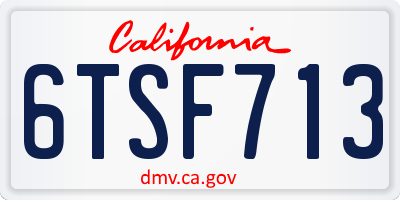 CA license plate 6TSF713