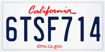 CA license plate 6TSF714