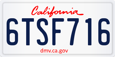 CA license plate 6TSF716