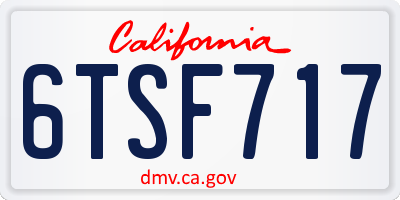 CA license plate 6TSF717