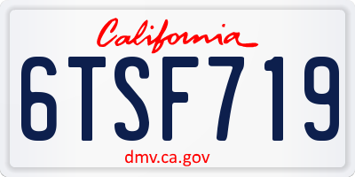 CA license plate 6TSF719