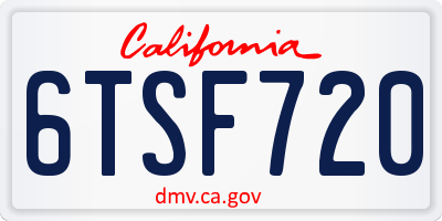 CA license plate 6TSF720