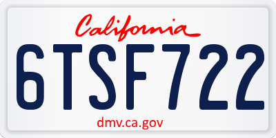 CA license plate 6TSF722